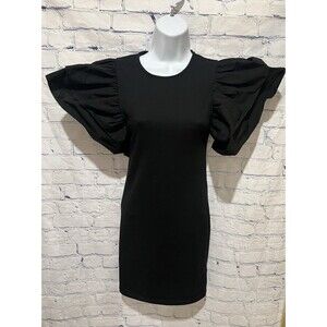 Zara Black Puff Sleeve Mini Dress Women’s Size Small NWT